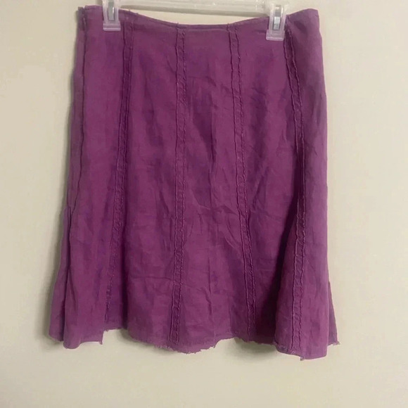 Boden Purple 100% Linen Raw Edge Lined Skirt Size 10 - Picture 1 of 8